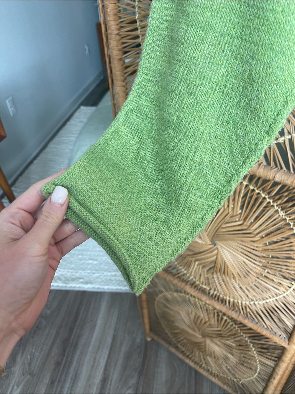 Lush Cropped V-Neck Button Front Sweater Cardigan in Salad Greens - Picture 8 of 8